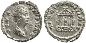 Diva Faustina Maior, Denarius struck under Antoninus Pius, Rome, after AD 141
AR (g 3,63; mm 18; h 6)
Temple of Diva Faustina. RIC 343; C 1.
Lustro...