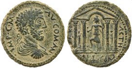 Commodus, Bronze, Phrygia: Sebaste, AD 177-192
AE (g 14,90; mm 28; h 7)
Tetrastyle temple of Tyche. SNG ANS 1078.
Green patina and extremely fine....
