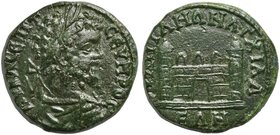 Septimius Severus, Bronze, Thrace: Anchialus, AD 193-211
AE (g 10,06; mm 25; h 7)
City gate flanked by two towers. AMNG II, 1 485 var.
Glossy green...