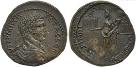 Geta, 4 Assaria, Thrace: Perinthus, AD 209-212
AE (g 14,80; mm 32; h 12)
Goddess between two octastyle temples. Schonert, 653.
Rare, brownish patin...