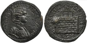 Julia Domna, Bronze, Pontos: Amaseia: AD 208-209
AE (g 17,86; mm 30; h 7)
Flaming altar of two stages of Zeus Stratios; on l., sacre tree. Rec. Gen....