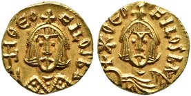 Byzantine Empire, Theophilus (829-842), Semissis, Syracuse, AD 829-830
AV (g 1,20; mm 11; h 6)
*ΘЄOFILOS bA, facing bust wearing crown surmounted by...