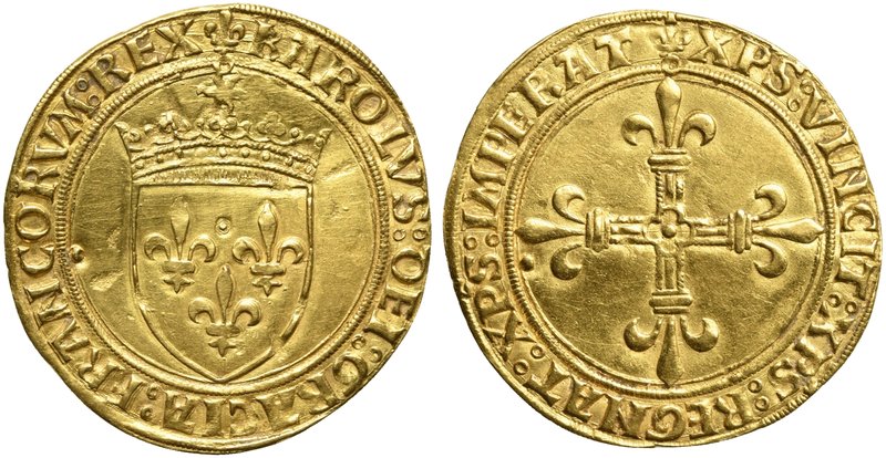 France, House of Valois, Charles VIII, Écu au soleil, 1483-1498
AV (g 3,44; mm ...