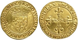 France, House of Valois, Charles VIII, Écu au soleil, 1483-1498
AV (g 3,44; mm 27; h 7)
KAROLVS DEI GRACIA FRANCORV REX, crowned royal shield; above...
