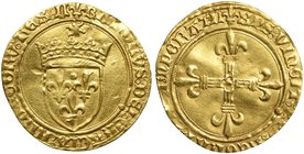 France, House of Valois, Charles VIII, Écu au soleil, 1483-1498
AV (g 3,45; mm 26; h 3)
KAROLVS DEI GRACIA FRANCORV REX (symbol), crowned royal shie...