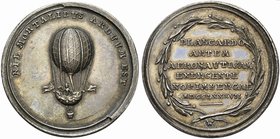 Germany, Jean-Pierre Blanchard's 28th balloon ascent over Nuremberg, Silver Medal, 1787, opus: J.P. Werner
AR (g 14,62, mm 36; h 12)
Fischer-Maué 30...