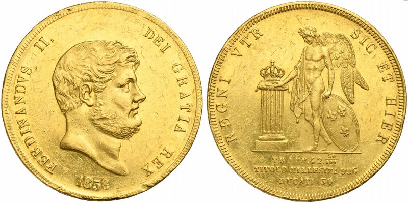 Italy, Napoli, Ferdinando II di Borbone (1830-1859), 30 Ducati, 1856
AV (g 37,8...