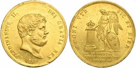 Italy, Napoli, Ferdinando II di Borbone (1830-1859), 30 Ducati, 1856
AV (g 37,87; 36; h 6)
Pannuti-Riccio 14; MIR 488.
Very rare. Minor lack of met...