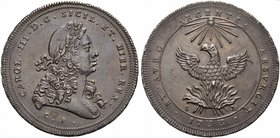 Italy, Palermo, Carlo III d’Asburgo (1720-1734), Oncia da 30 Tarì, 1733
AR (g 73,66; mm 57; h 6)
Spahr 54; MIR 516; Davenport 1414.
Rare. Old cabin...