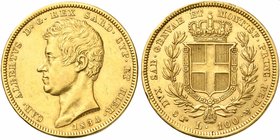 Italy, Savoia, Carlo Alberto (1831-1849), 100 Lire, Torino, 1834
AV (g 32,23; mm 34; h 6)
Pagani 139; Montenegro 5; Gigante 5.
About extremely fine...