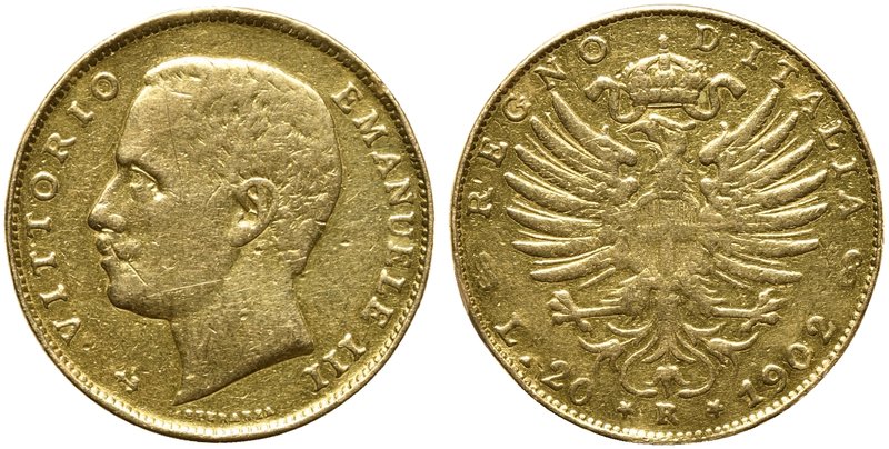 Italy, Savoia, Vittorio Emanuele III (1900-1946), 20 Lire, Roma, 1902
AV (g 6,4...