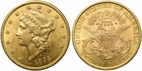 United States of America, 20 Dollars, Philadelphia, 1895
AV (g 33,45; mm 34; h 6)
Fr. 177; KM 74.3
About extremely fine.