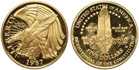 United States of America, 5 Dollars, 1987
AV (g 8,36; mm 22; h 6)
Fr. 198; KM 221.
Proof fdc.