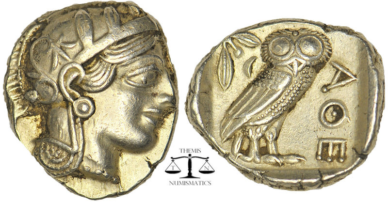 Attica, Athens. AR Tetradrachm, c. 454-404 BC. Helmeted head of Athena right, wi...