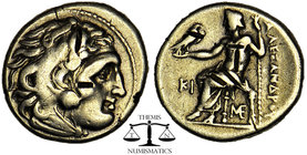 Kingdom of Macedon, Alexander III 'the Great' AR Drachm. Lampsakos, circa 310-301 BC. Struck under Antigonos I Monophthalmos. Head of Herakles right, ...