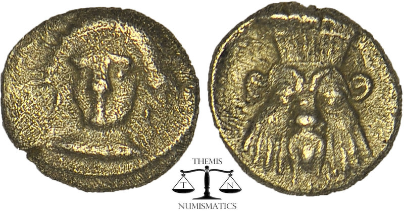 CILICIA, Uncertain. 4th century BC. AR Obol. Female head (Arethusa?) facing. sli...