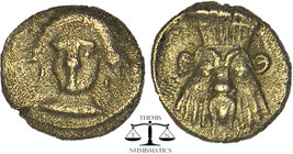 CILICIA, Uncertain. 4th century BC. AR Obol. Female head (Arethusa?) facing. slightly left / Facing head of Bes. Göktürk 44; SNG France 486; SNG Levan...