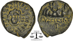 CAPPADOCIA. Caesarea (as Eusebeia). Ae (Circa 36 BC-17 AD). Obv: Aegis with facing gorgoneion. Rev: EYΣEΒEIAΣ / T. Mt. Argaeus. indgren III 945; Syden...