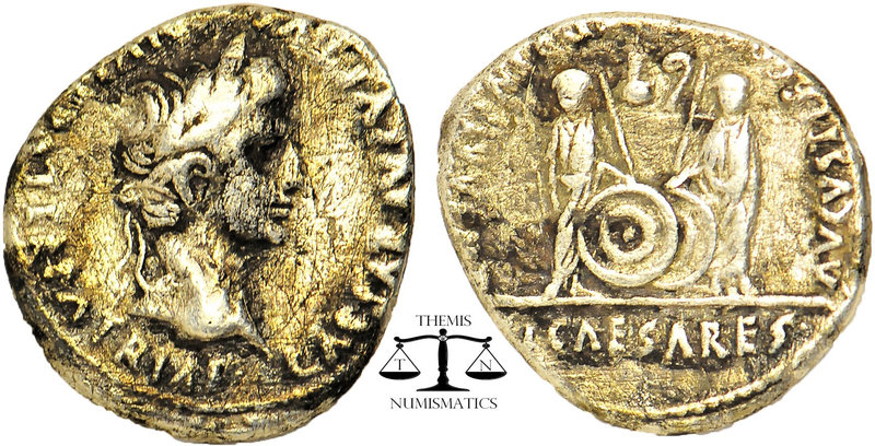 Augustus AR Denarius. Lugdunum, 2 BC - AD 12. CAES[AR AVGVSTVS DI]VI F PATER PAT...