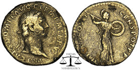 Domitian AR Denarius. Rome, AD 85. Obv: IMP CAES DOMIT AVG GERM P M TR P IIII. Rev: IMP VIIII COS XI CENS POT P P. laureate head right, wearing aegis....