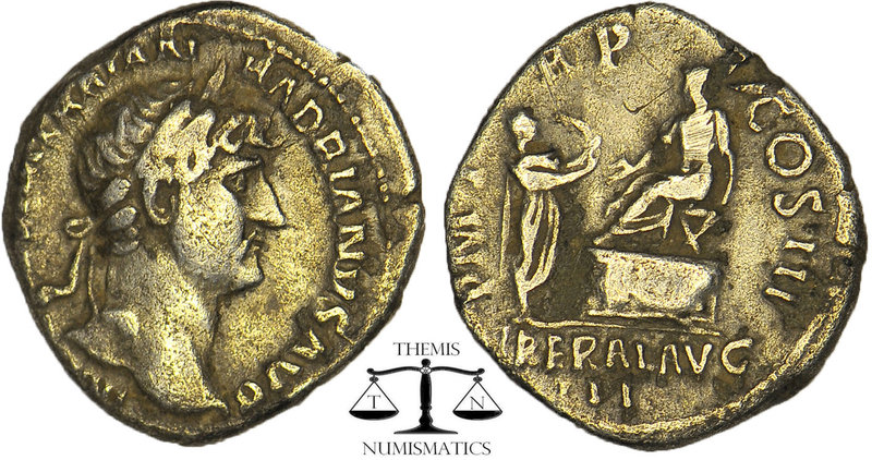 Hadrian AD 117-138. Rome Denarius AR Obv: MP CAESAR TRAIAN HADRIANVS AVG. aureat...
