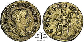 Gordianus III AR Antoninianus (238-244 AD), Concordia reverse. Obv. IMP CAES GORDIANVS PIVS AVG, radiate, draped and cuirassed bust right, seen from b...