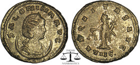 Salonina. Augusta, A.D. 254-268. AR antoninianus . Antioch mint. SALONINA AVG, diademed and draped bust right on a crescent / AEQVITAS AVG, Aequitas s...