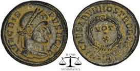 Crispus. Caesar, A.D. 317-326. AE centenionalis. Siscia mint, struck A.D. 321-324. IVL CRIS-PVS NOB C, laureate head of crispus right / CAESARVM NOSTR...