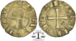 CRUSADERS, Princes of Antioch. Bohémond III. 1163-1201. AR Denier. Helmeted and mailed bust left; crescent before, star behind / Cross pattée; crescen...