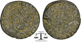 Armeninan Kingdom.Cilician Armenia. .Hetoum I (1226-1270). Ae Tank. Sis. Obv: Levon seated facing on leonine throne, holding lis and orb. Rev: Cross f...
