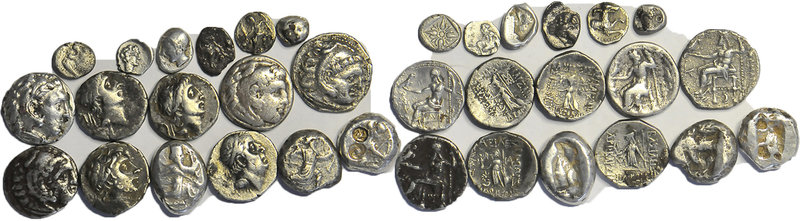 A lot containing 17 ancinent silver coins. All, Greek. Including varieties. LOT ...