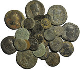 A lot containing 33 bronze Roman Provincial coins. LOT SOLD AS IS, NO RETURNS. Conduction see picture.