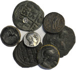 6 bronze and 2 silver ancinent coin. LOT SOLD AS IS, NO RETURNS. Conduction see picture.