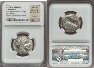 ATTICA. Athens. Ca. 460-440 BC. AR tetradrachm (25mm, 17.16 gm, 9h). NGC MS S 5/5 - 4/5, scuff. Early transitional issue. Head of Athena right, wearin...