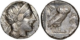 ATTICA. Athens. Ca. 440-404 BC. AR tetradrachm (24mm, 17.32 gm, 9h). NGC MS 5/5 - 4/5. Mid-mass coinage issue. Head of Athena right, wearing crested A...