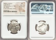 ATTICA. Athens. Ca. 440-404 BC. AR tetradrachm (24mm, 17.19 gm, 1h). NGC MS 3/5 - 5/5. Mid-mass coinage issue. Head of Athena right, wearing crested A...