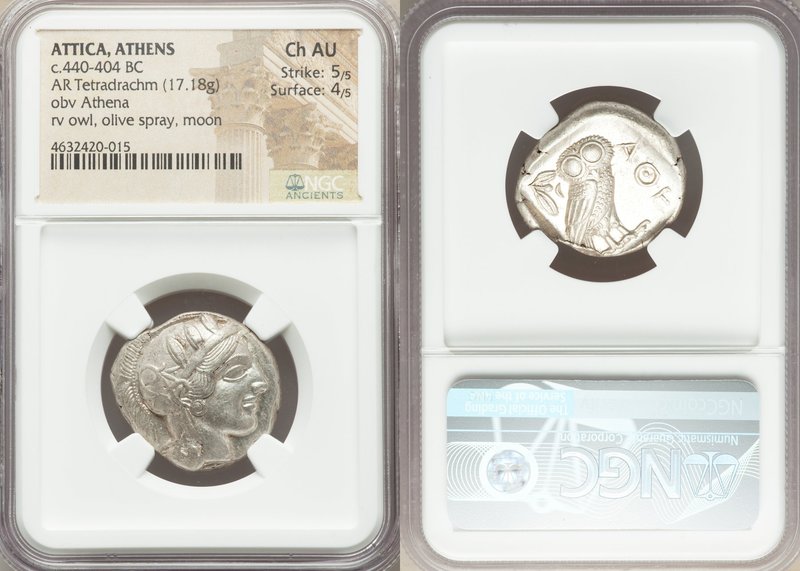 ATTICA. Athens. Ca. 440-404 BC. AR tetradrachm (25mm, 17.18 gm, 5h). NGC Choice ...