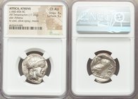 ATTICA. Athens. Ca. 440-404 BC. AR tetradrachm (25mm, 17.21 gm, 1h). NGC Choice AU 4/5 - 5/5. Mid-mass coinage issue. Head of Athena right, wearing cr...