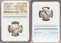 ATTICA. Athens. Ca. 440-404 BC. AR tetradrachm (24mm, 17.19 gm, 4h). NGC Choice VF 3/5 - 4/5. Mid-mass coinage issue. Head of Athena right, wearing cr...