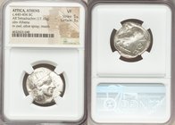 ATTICA. Athens. Ca. 440-404 BC. AR tetradrachm (24mm, 17.15 gm, 7h). NGC VF 5/5 - 3/5. Mid-mass coinage issue. Head of Athena right, wearing crested A...