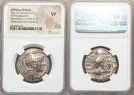 ATTICA. Athens. Ca. 165-42 BC. AR tetradrachm (29mm, 12h). NGC VF. New Style coinage, ca. 110/9 BC. Zoilos, Euandros and Asclepios, magistrates. Head ...