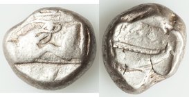 LYCIA. Phaselis. Ca. 500-440 BC. AR stater (19mm, 11.09 gm, 9h). VF. Prow of galley left in the form of a forepart of a boar / ΦΑΣ, Stern of galley ri...