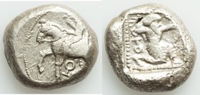 CILICIA. Tarsus. Ca. late 5th century BC. AR stater (20mm, 10.54 gm, 4h). Fine. Satrap on horseback riding left, reins in left hand; ankh below / Arch...