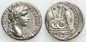 Augustus (27 BC-AD 14). AR denarius (18mm, 3.78 gm, 9h). Choice XF. Lugdunum, 2 BC-AD 4. CAESAR AVGVSTVS-DIVI F PATER PATRIAE, laureate head of August...