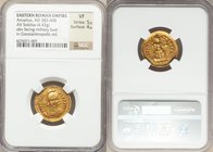 Arcadius, Eastern Roman Empire (AD 383-408). AV solidus (20mm, 4.43 gm, 5h). NGC VF 5/5 - 4/5. Constantinople, 3rd officina, ca. AD 397-402. D N ARCAD...