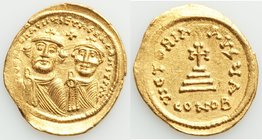 Heraclius (AD 610-641) and Heraclius Constantine. AV solidus (22mm, 4.38 gm, 7h). Choice XF. Constantinople, 1st officina, ca. AD 616-625. d d N N hЄR...