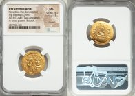 Heraclius (AD 610-641) and Heraclius Constantine. AV solidus (22mm, 4.49 gm, 7h). NGC MS 4/5 - 3/5, clipped, scratch. Constantinople, 10th officina, A...