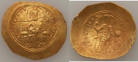 Constantine X Ducas (AD 1059-1067). AV histamenon nomisma (28mm, 4.42 gm, 6h). AU, graffito. Constantinople. +IhS IXS RЄX-RЄGNANThIm, Christ seated fa...