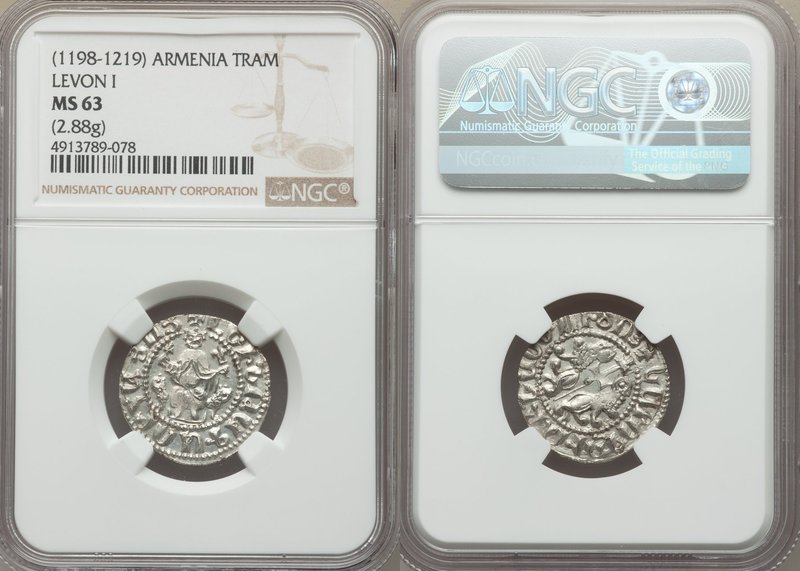 Cilician Armenia. Levon I Tram ND (1198-1219) MS63 NGC, 22mm. 2.88gm. 

HID09801...