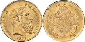Leopold II gold 20 Francs 1871 MS64 NGC, KM37. Position A variety. AGW 0.1867 oz.

HID09801242017
